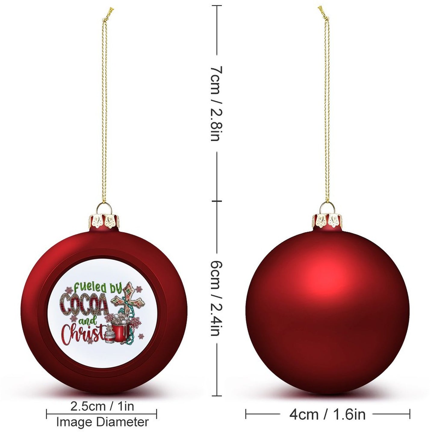 Fueled By Cocoa And Christ Christian Christmas Tree Hanging Ball