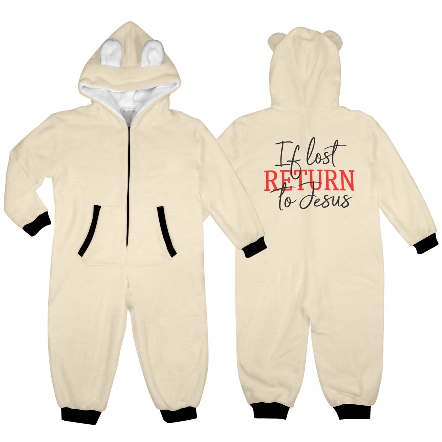 If Lost Return To Him One-Piece Zip up Hooded Pajamas for Little Kids (Toddler)