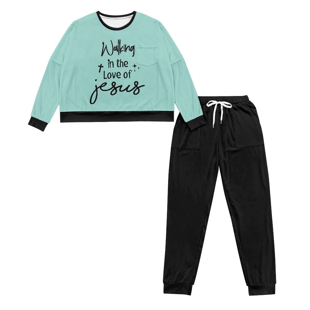 Walking In His Love Christian Women's Drawstring Pajama Set - ClaimedbyGodDesigns