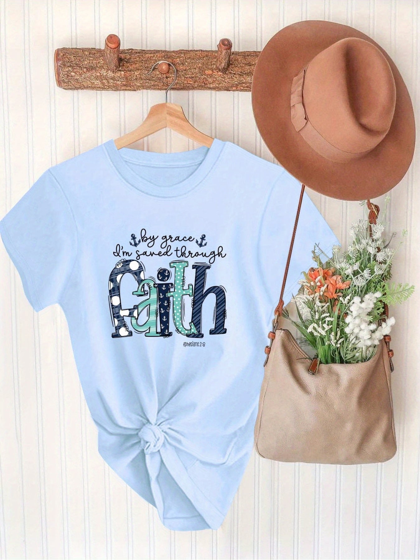 Ephesians 2:8 By Grace I'm Saved Through Faith Women's Christian T-shirt claimedbygoddesigns