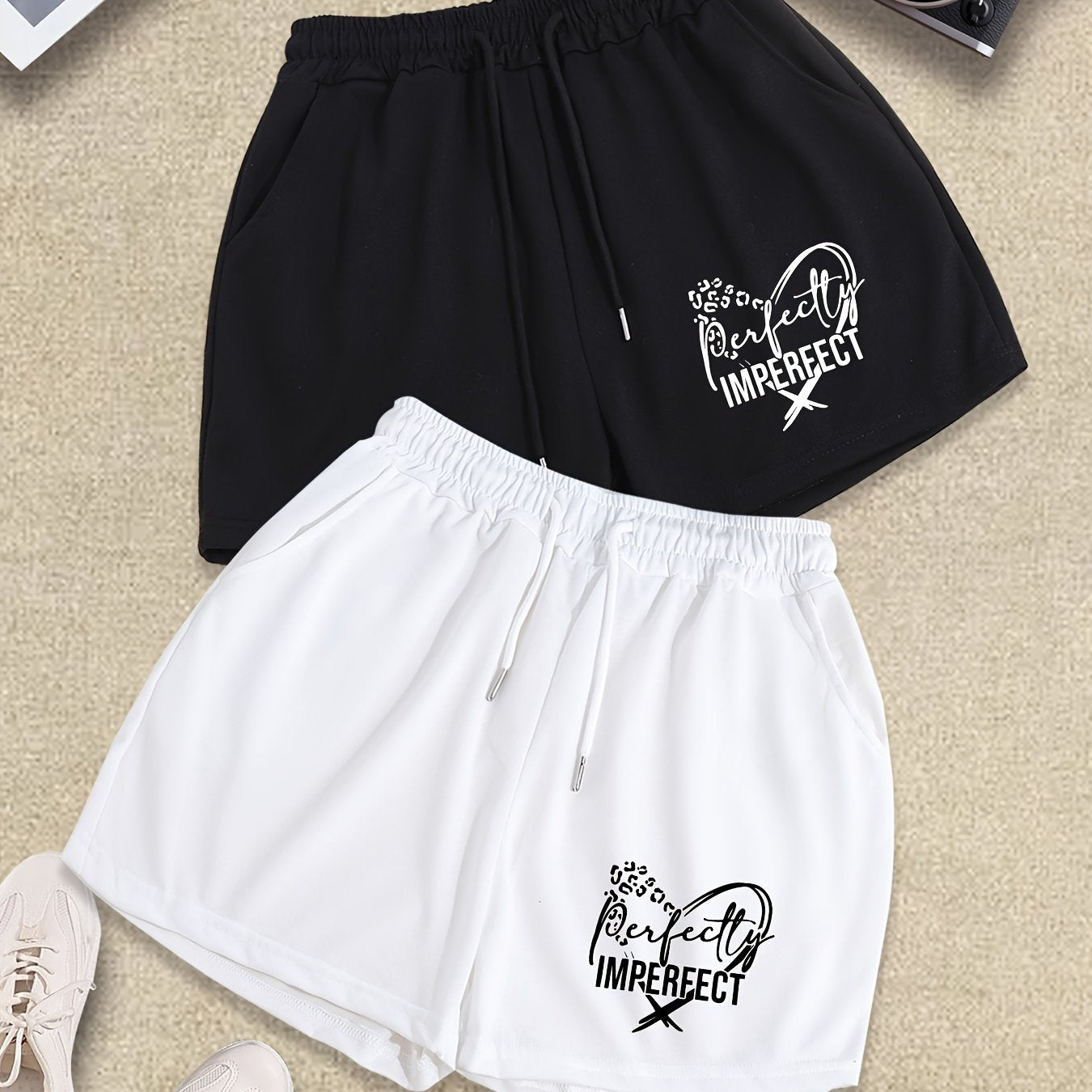 Perfectly Imperfect 2Pcs Plus Size Women's Christian Shorts claimedbygoddesigns