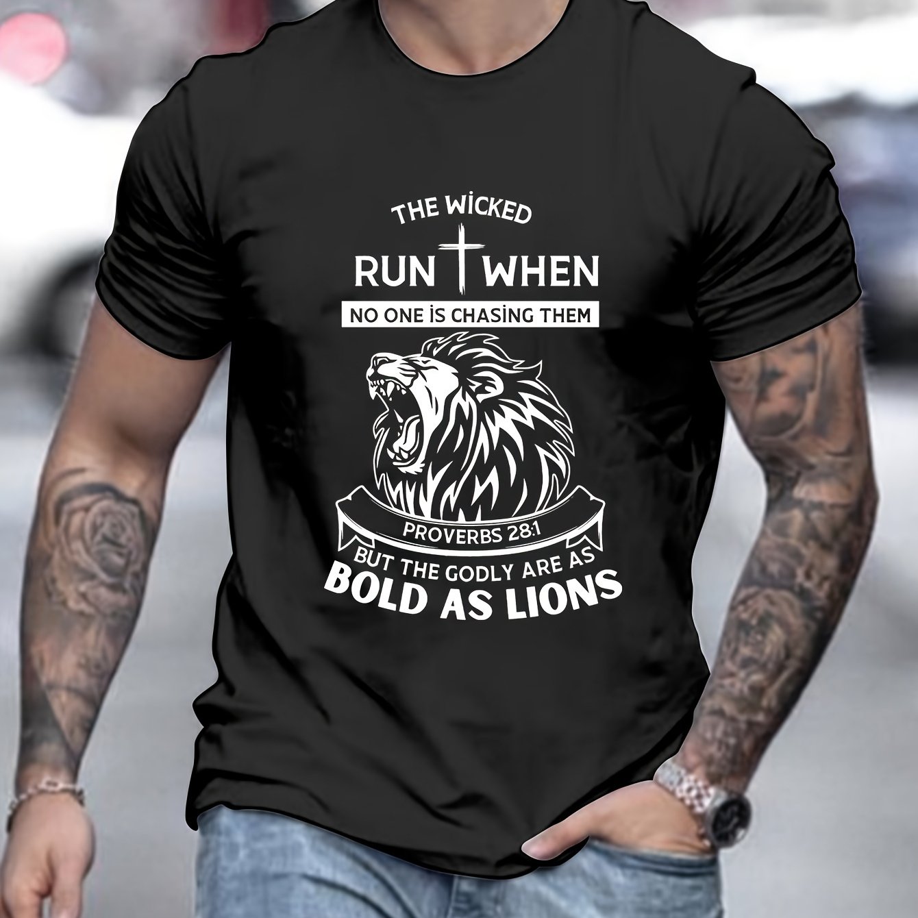 The Godly Are As Bold As Lions Men's Christian T-shirt claimedbygoddesigns