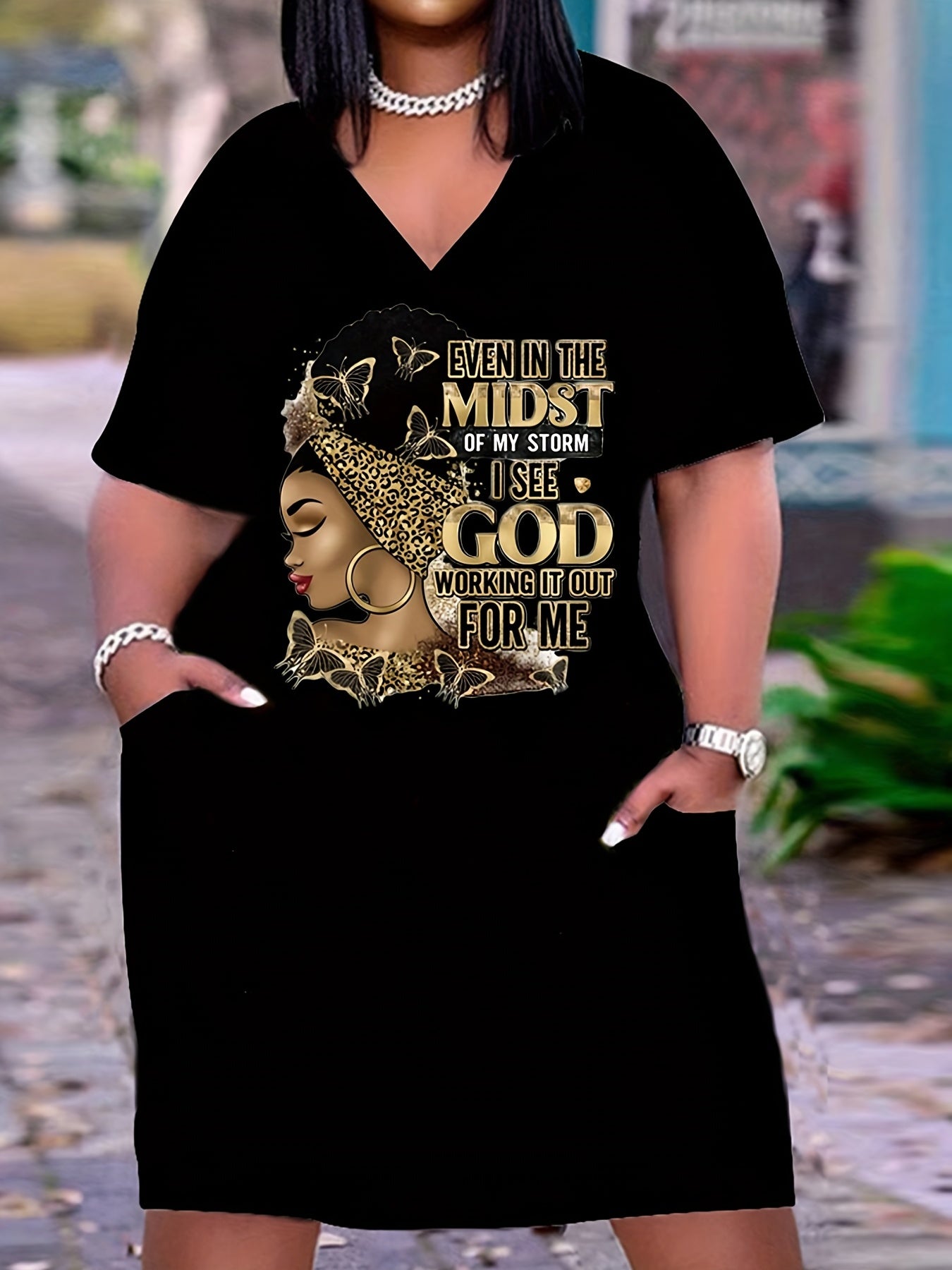 Even In The Midst Of The Storm I See God Working It Out For Me Women's Christian Casual Dress claimedbygoddesigns