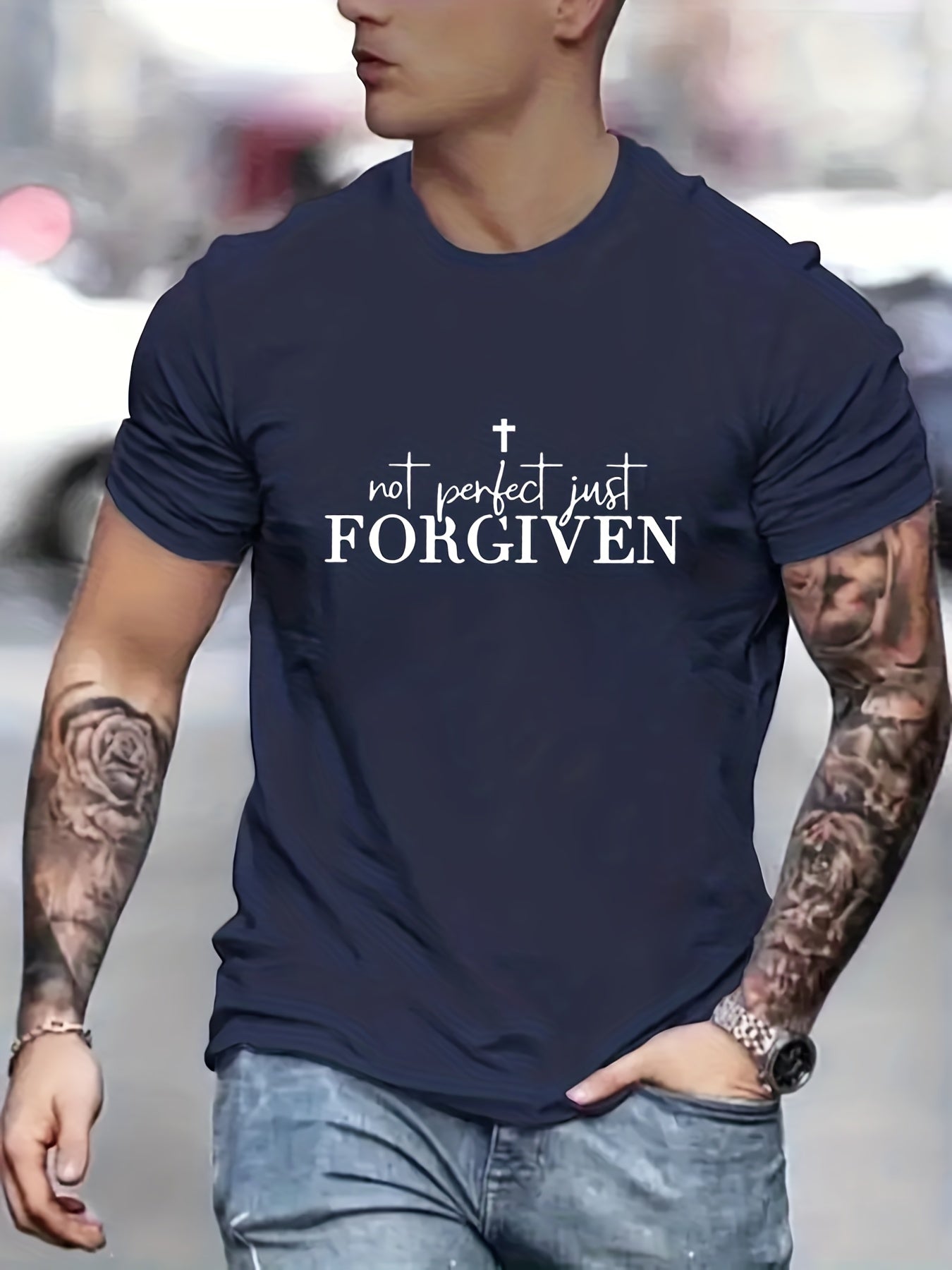 Not Perfect Just Forgiven Men's Christian T-shirt claimedbygoddesigns