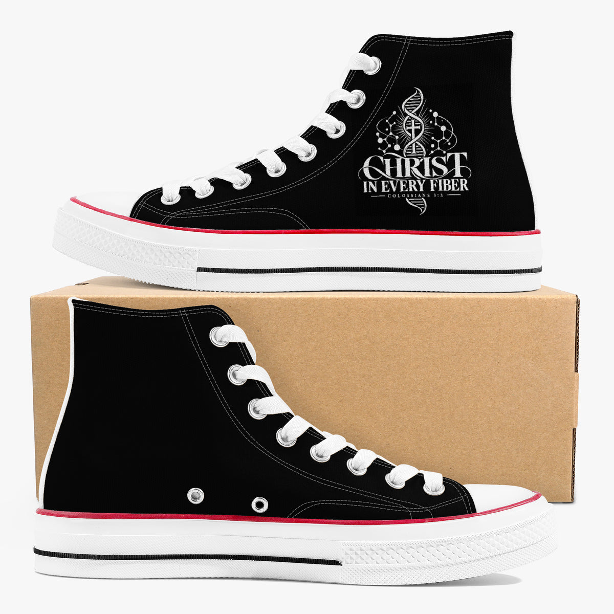 Christ In Every Fiber unisex Christian high-top canvas sneakers, view 8