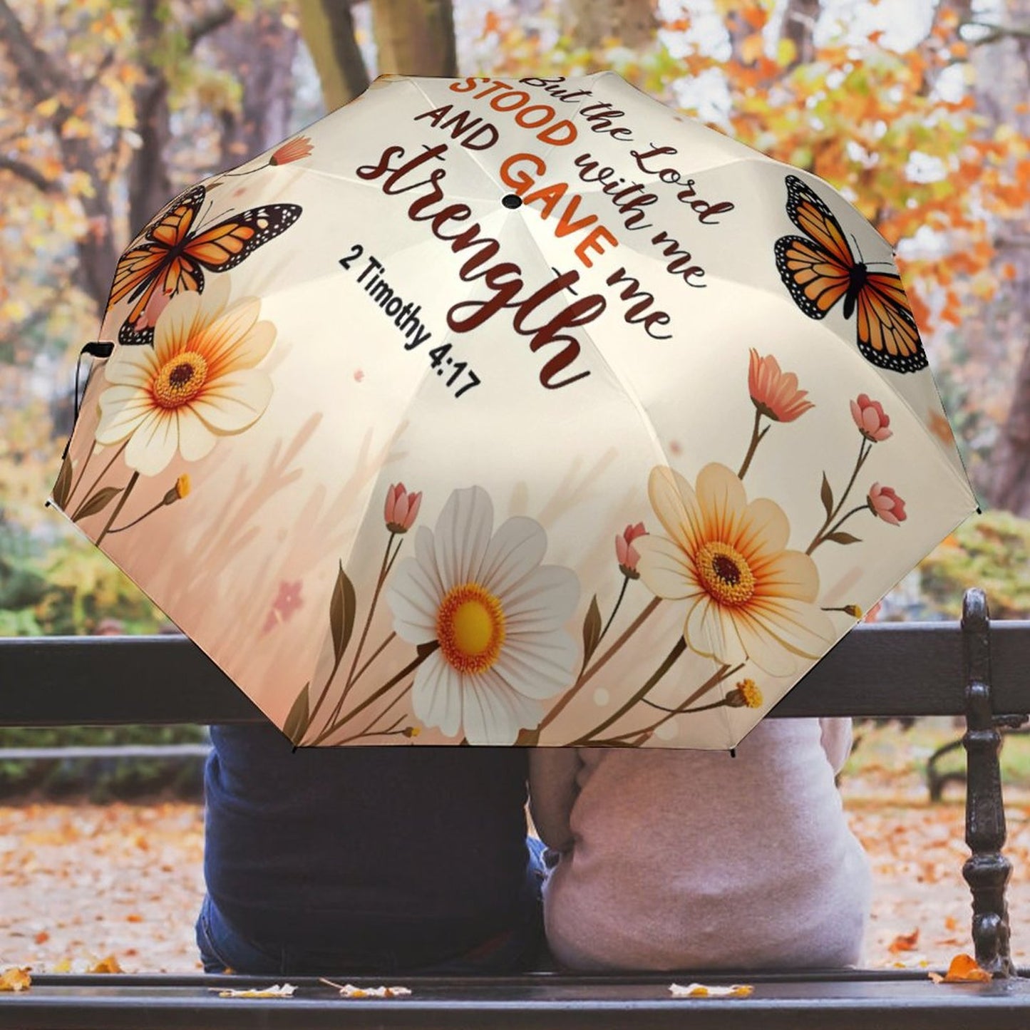 But The Lord Stood With Me And Gave Me Strength Christian 2-Fold Automatic Golf Umbrella