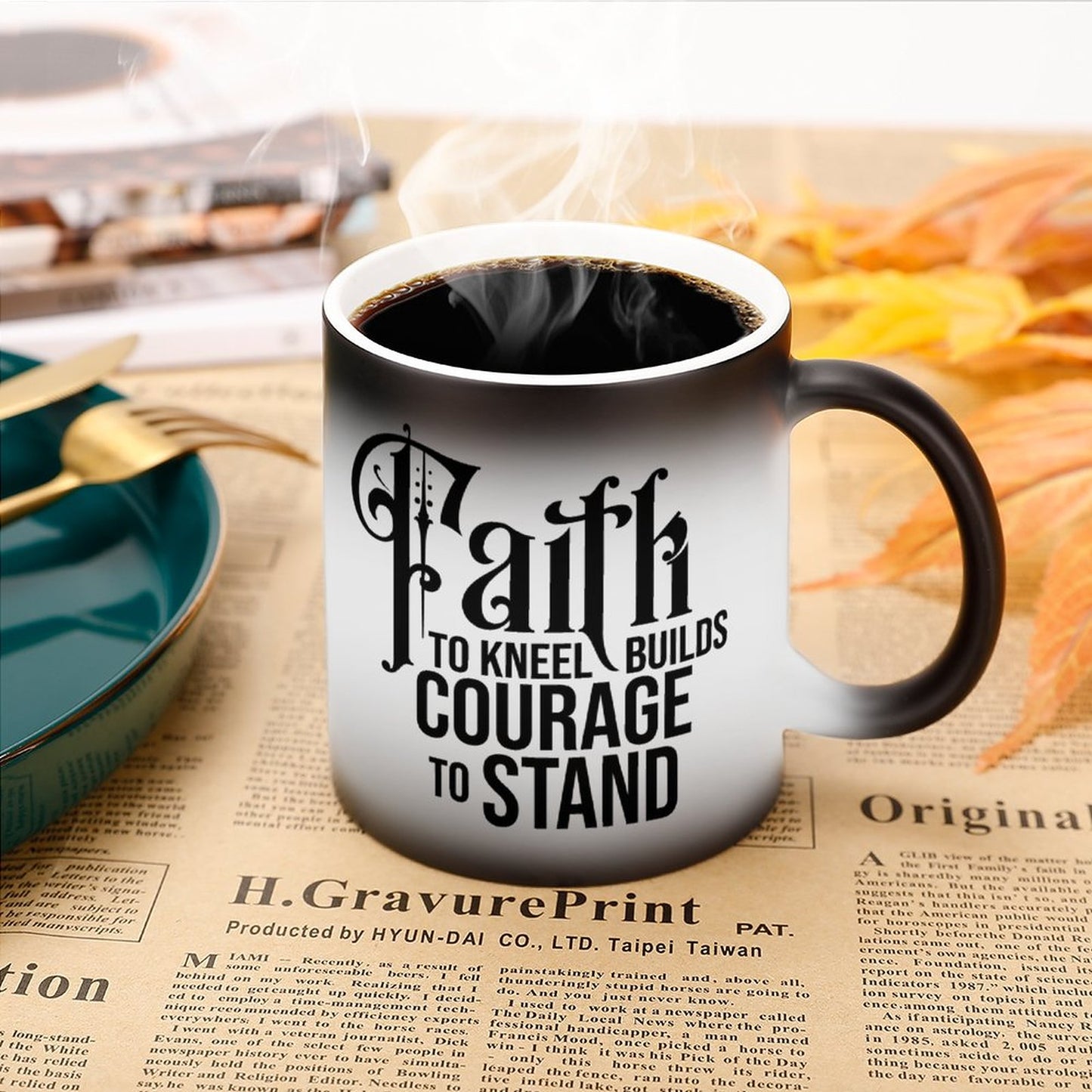 Faith To Kneel Builds Courage To Stand Christian Color Changing Mug (Dual-sided)