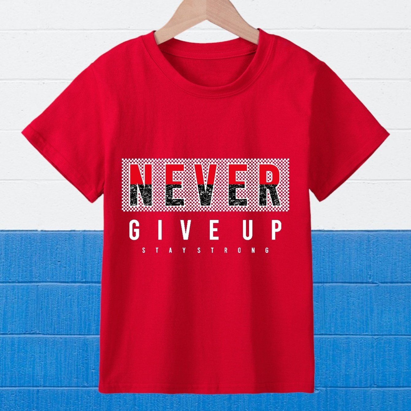 NEVER GIVE UP Youth Christian T-shirt claimedbygoddesigns