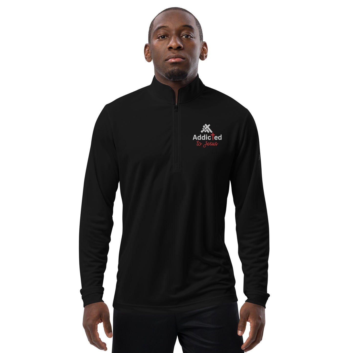 Addicted To Jesus Premium Christian Adidas Quarter zip pullover Sweatshirt