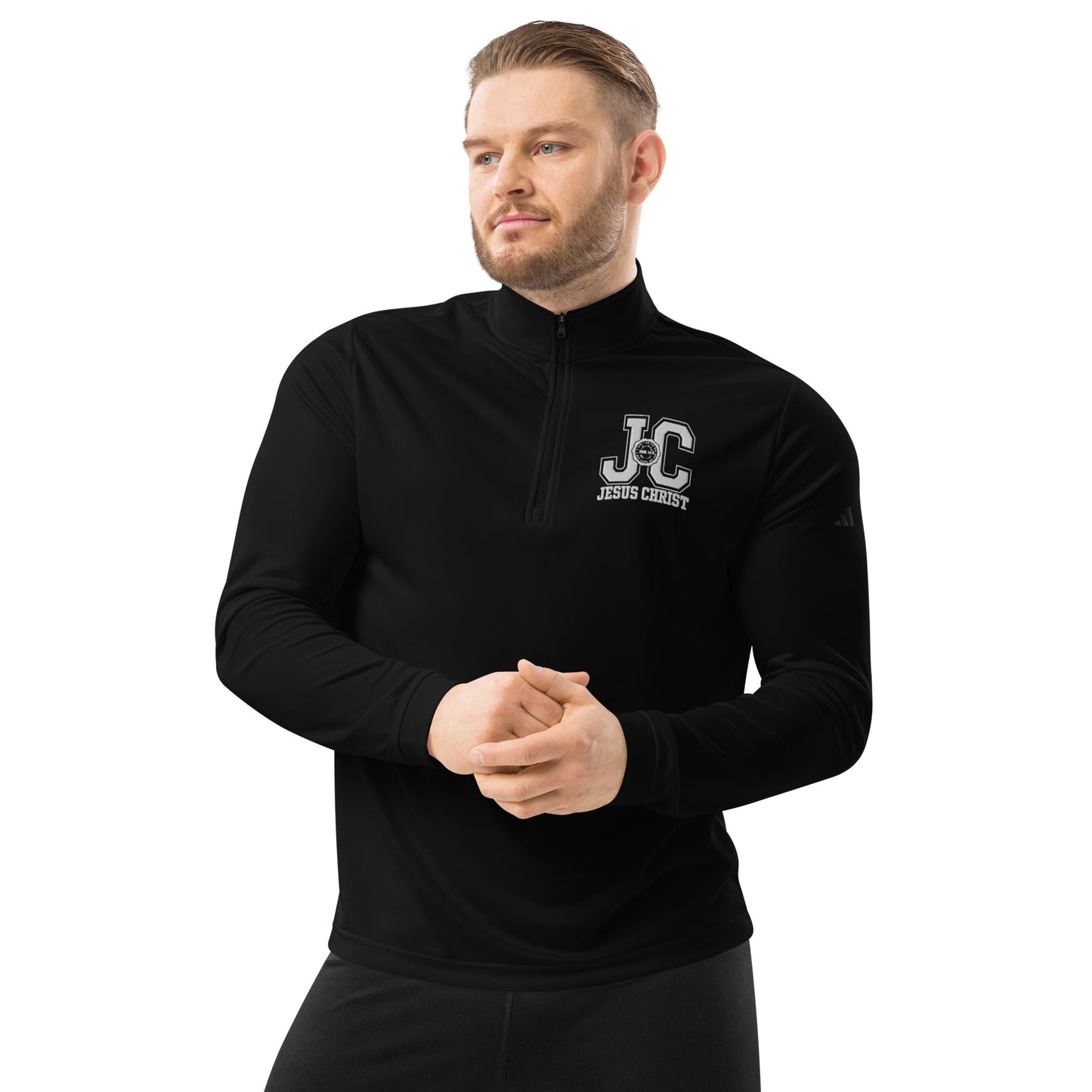 JC Jesus Christ Premium Christian Addidas Quarter zip pullover Sweatshirt