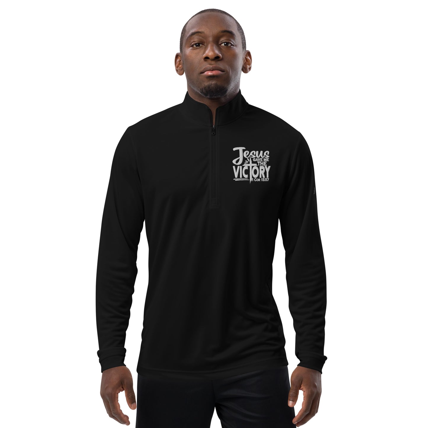 Jesus Gave Me The Victory Premium Christian Addidas Quarter zip pullover Sweatshirt