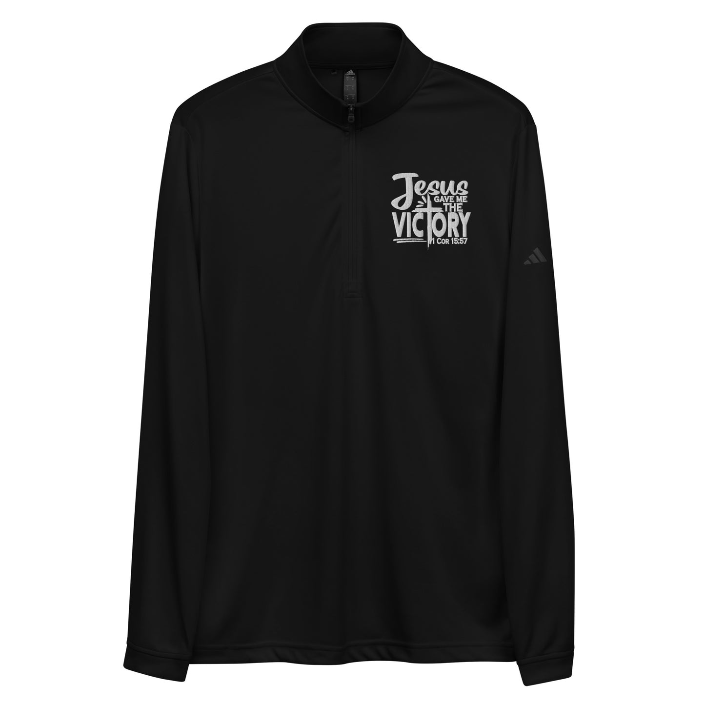 Jesus Gave Me The Victory Premium Christian Addidas Quarter zip pullover Sweatshirt