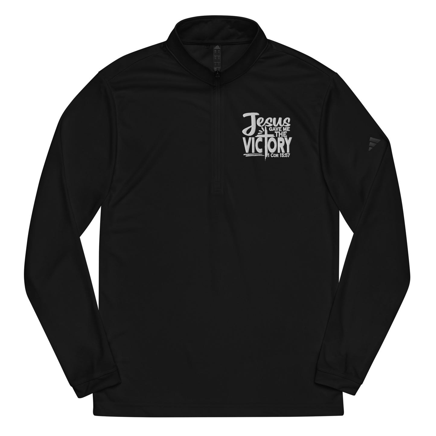 Jesus Gave Me The Victory Premium Christian Addidas Quarter zip pullover Sweatshirt