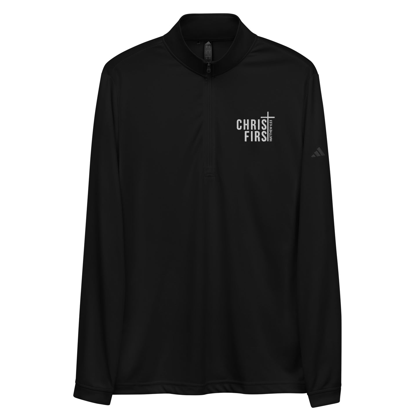 Christ First Premium Christian Addidas Quarter zip pullover Sweatshirt