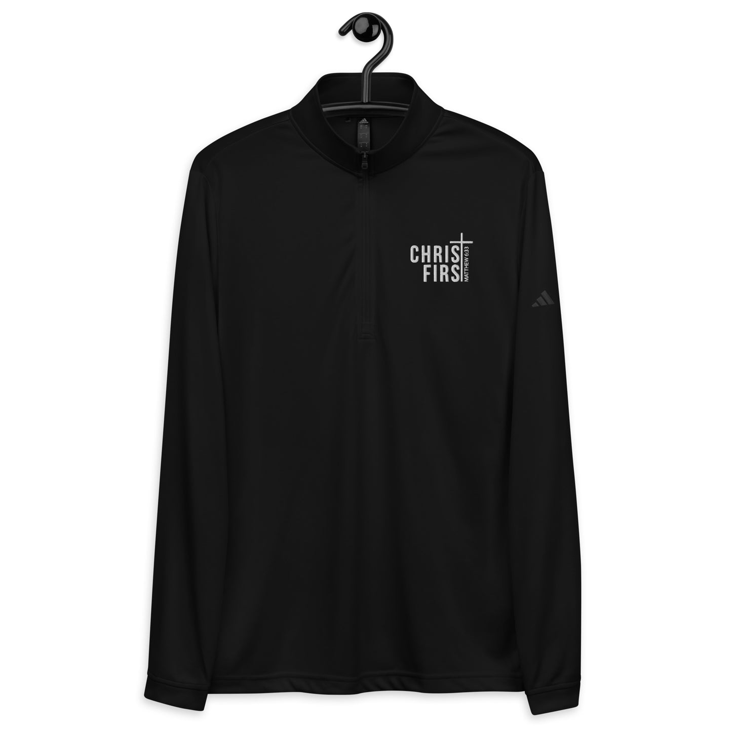 Christ First Premium Christian Addidas Quarter zip pullover Sweatshirt