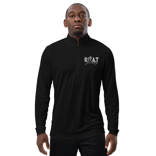 GOAT God Over All Things Premium Christian Adidas Quarter zip pullover Sweatshirt