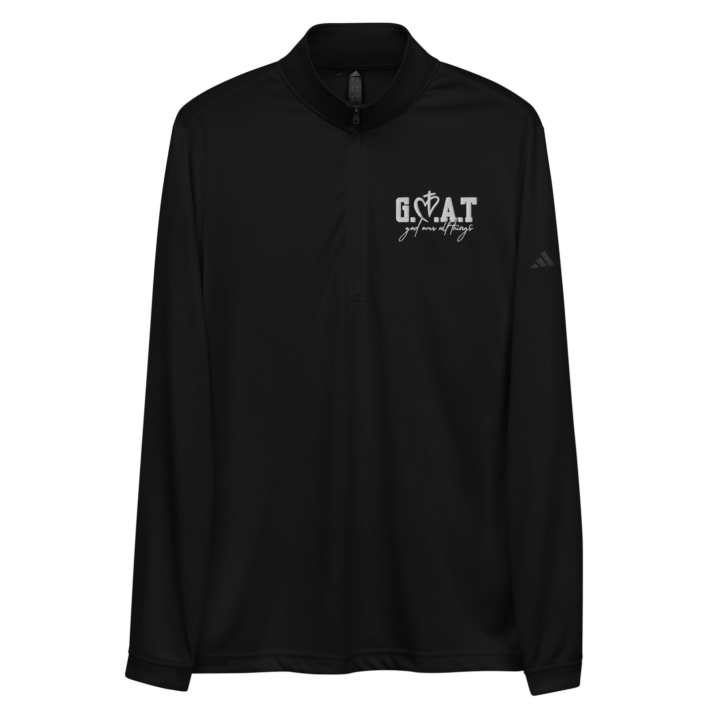 GOAT God Over All Things Premium Christian Adidas Quarter zip pullover Sweatshirt