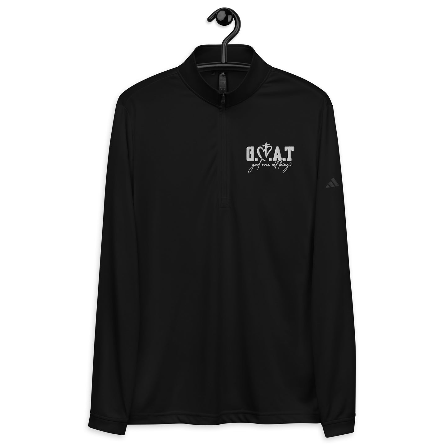 GOAT God Over All Things Premium Christian Adidas Quarter zip pullover Sweatshirt