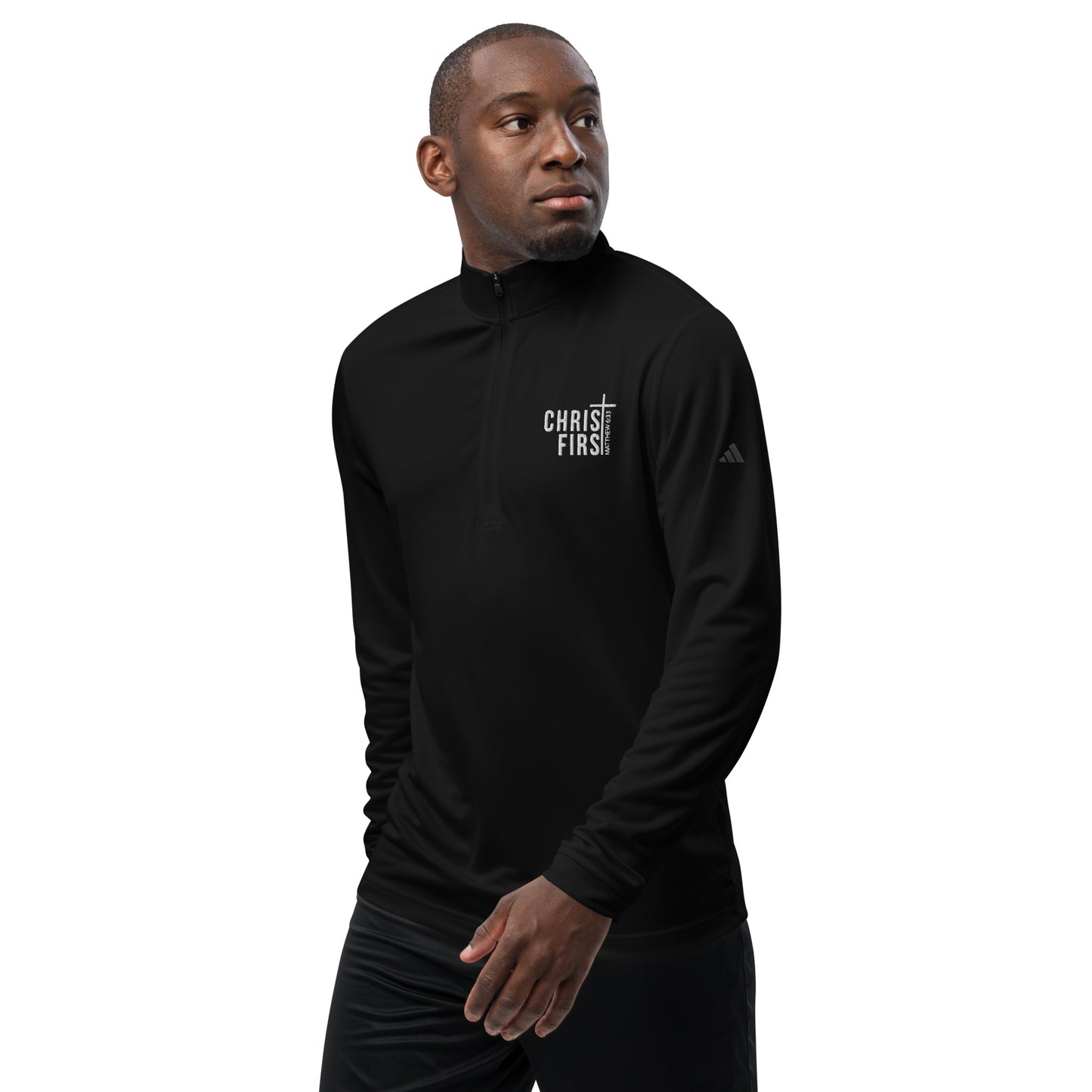 Christ First Premium Christian Addidas Quarter zip pullover Sweatshirt