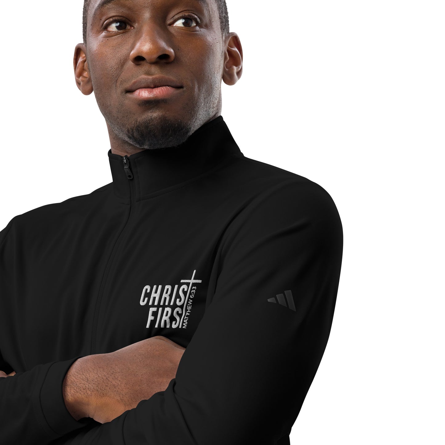 Christ First Premium Christian Addidas Quarter zip pullover Sweatshirt