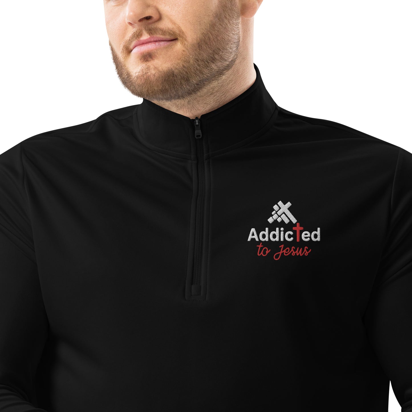 Addicted To Jesus Premium Christian Adidas Quarter zip pullover Sweatshirt