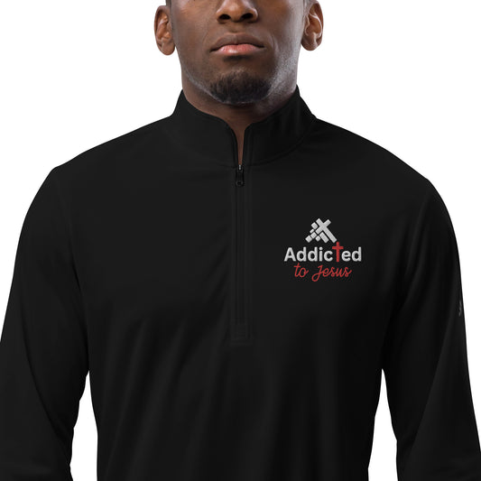 Addicted To Jesus Premium Christian Adidas Quarter zip pullover Sweatshirt