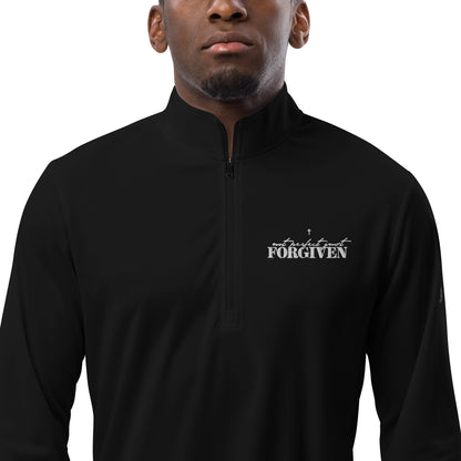 Not Perfect Just Forgiven Premium Christian Addidas Quarter zip pullover Sweatshirt