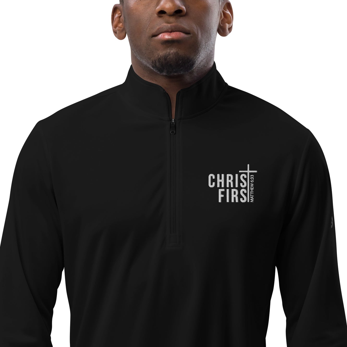 Christ First Premium Christian Addidas Quarter zip pullover Sweatshirt