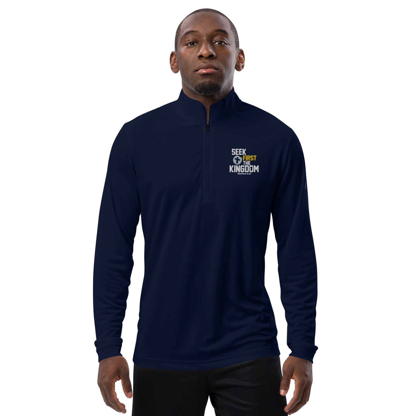 Seek First The Kingdom Premium Christian Addidas Quarter zip pullover Sweatshirt