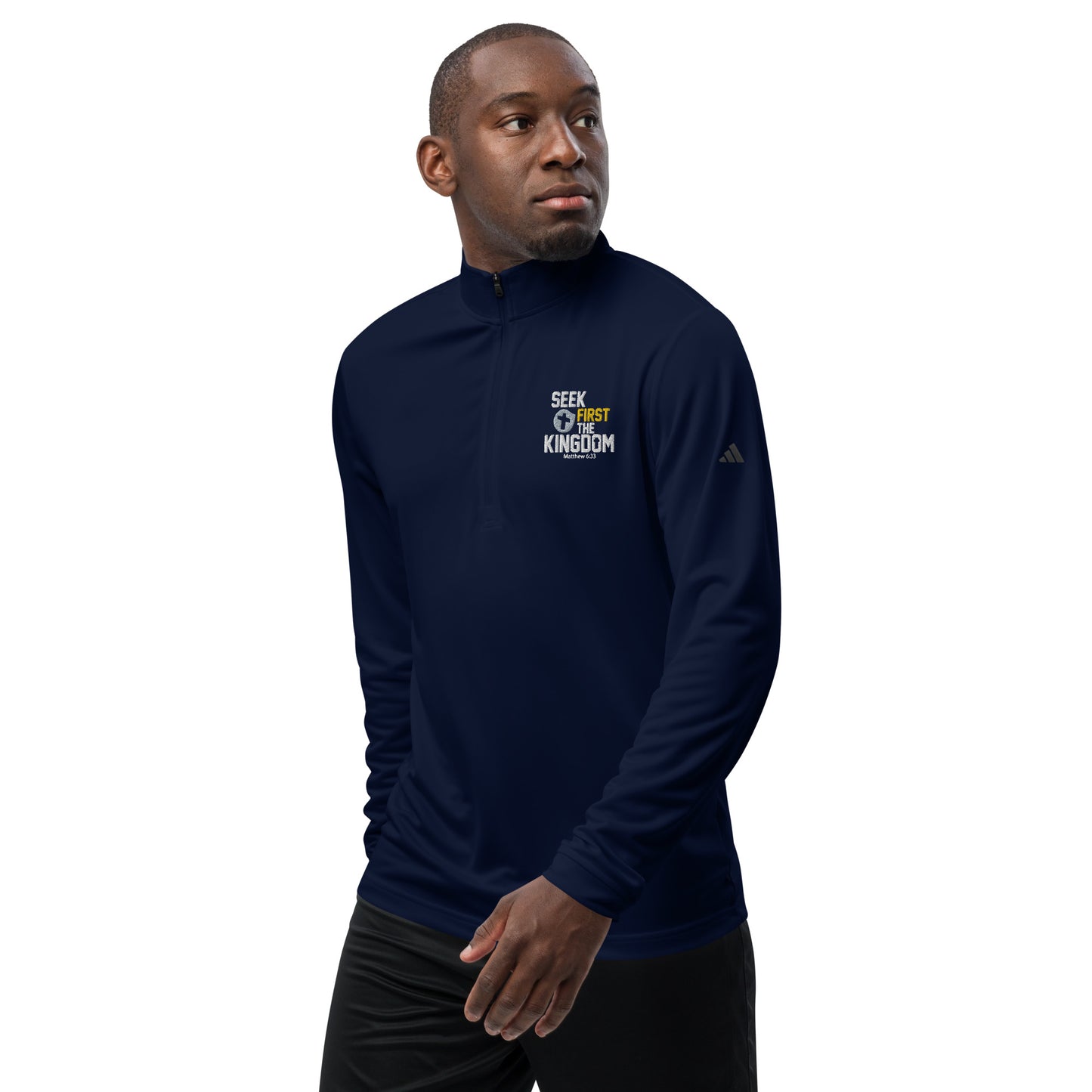 Seek First The Kingdom Premium Christian Addidas Quarter zip pullover Sweatshirt