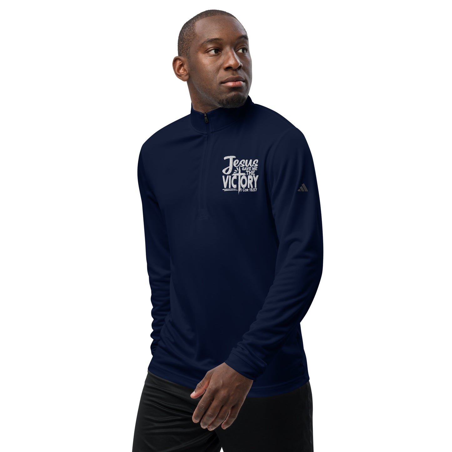 Jesus Gave Me The Victory Premium Christian Addidas Quarter zip pullover Sweatshirt