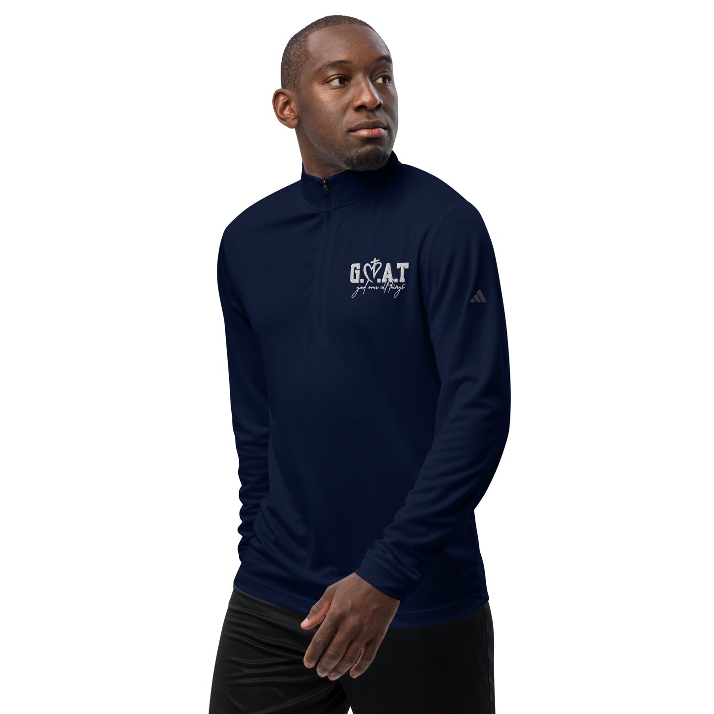 GOAT God Over All Things Premium Christian Adidas Quarter zip pullover Sweatshirt