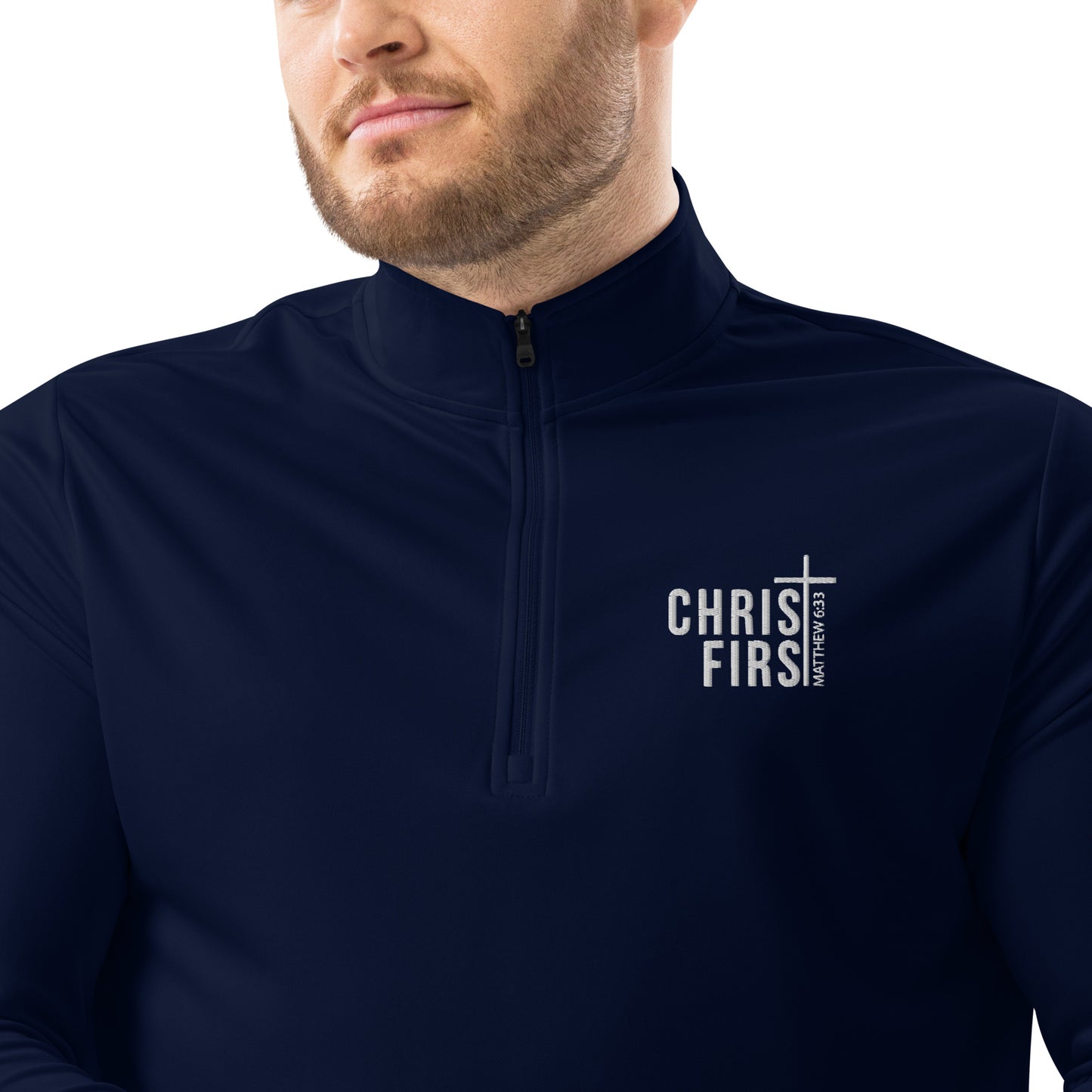 Christ First Premium Christian Addidas Quarter zip pullover Sweatshirt