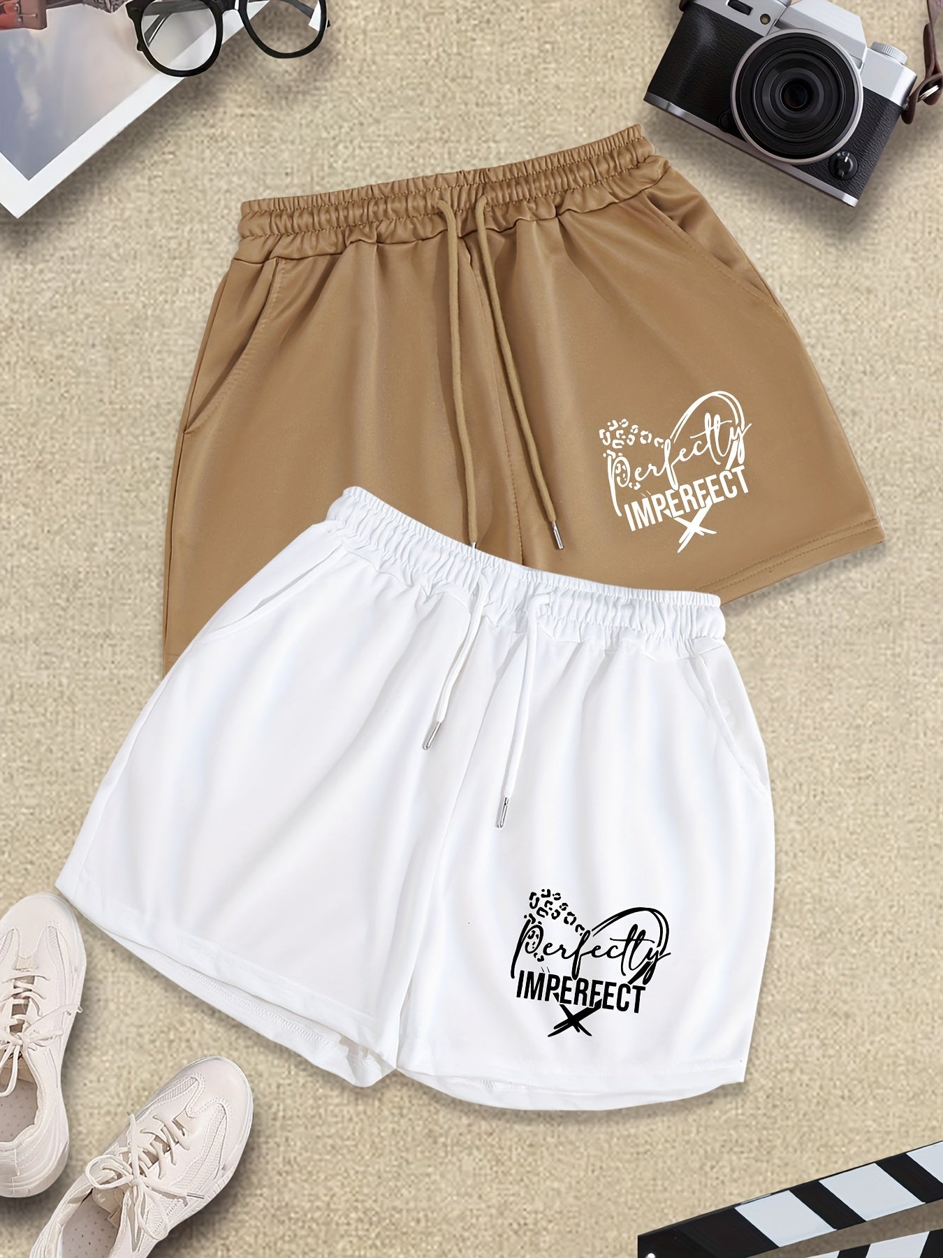 Perfectly Imperfect 2Pcs Plus Size Women's Christian Shorts claimedbygoddesigns