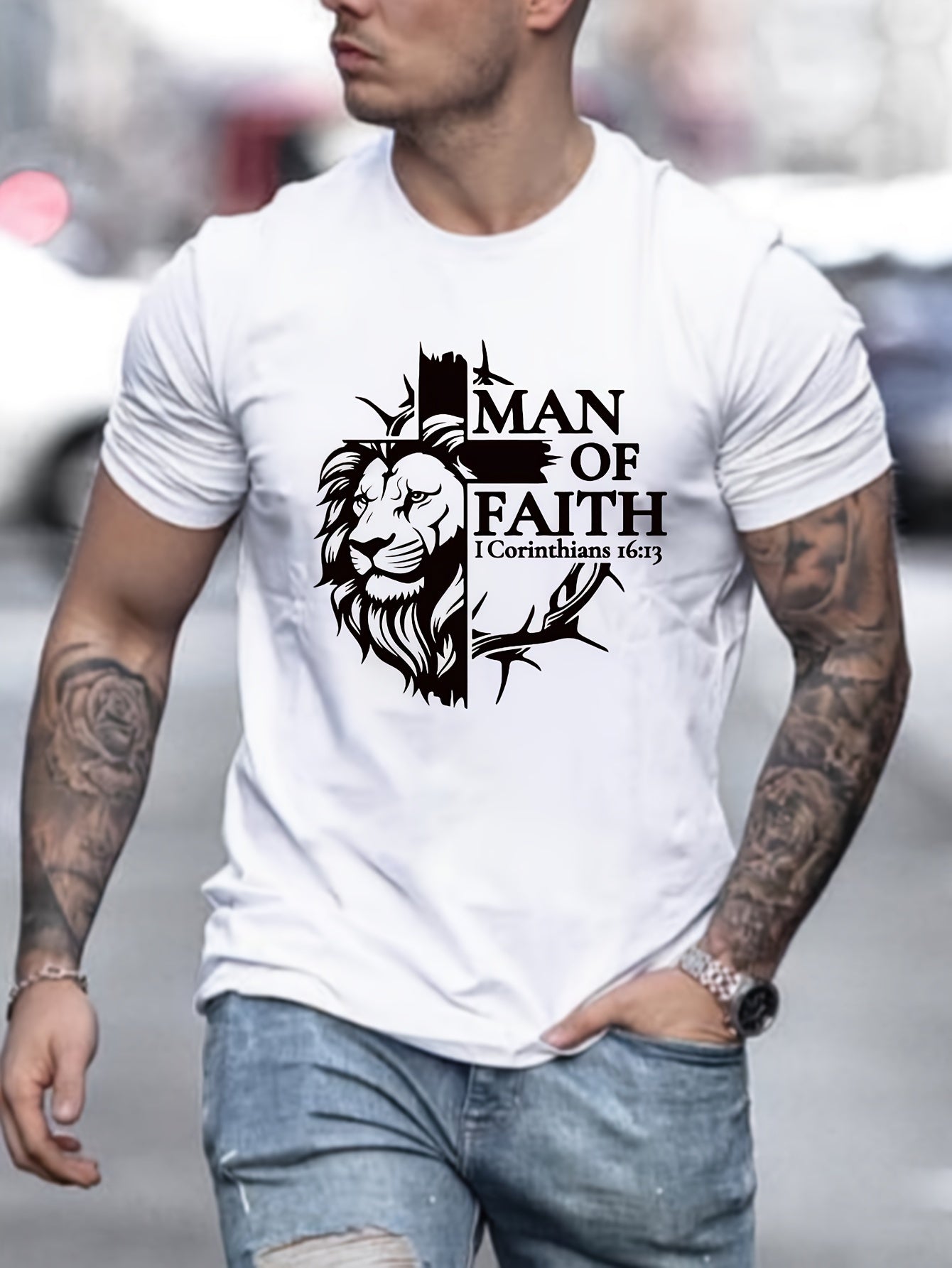 Man Of Faith Men's Christian T-shirt claimedbygoddesigns