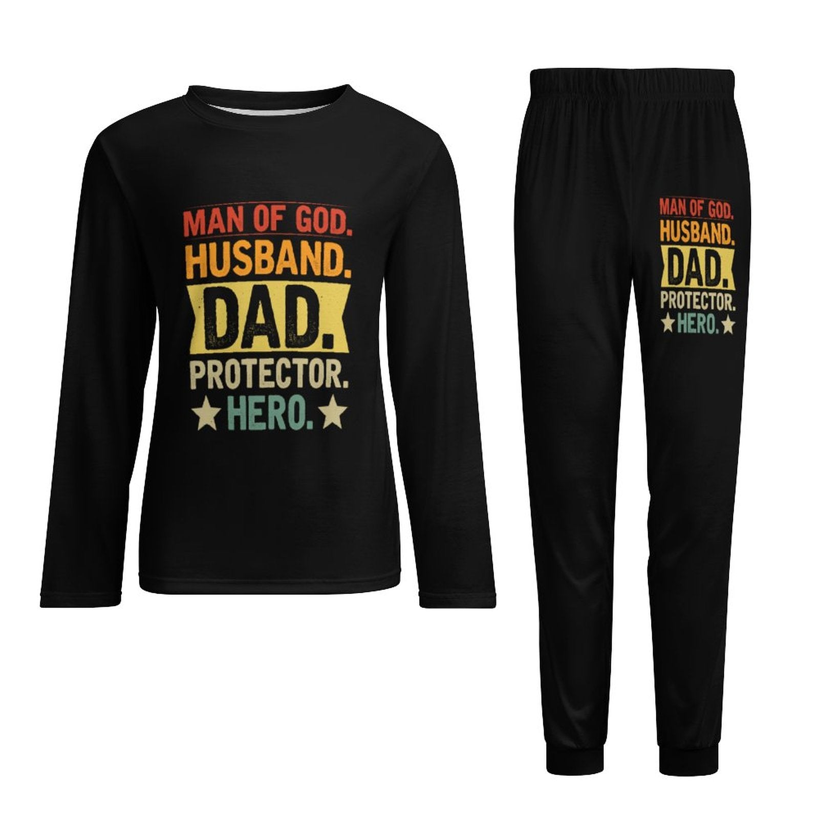 Man Of God Husband Dad Protector Hero Men's Christian Pajamas SALE-Personal Design