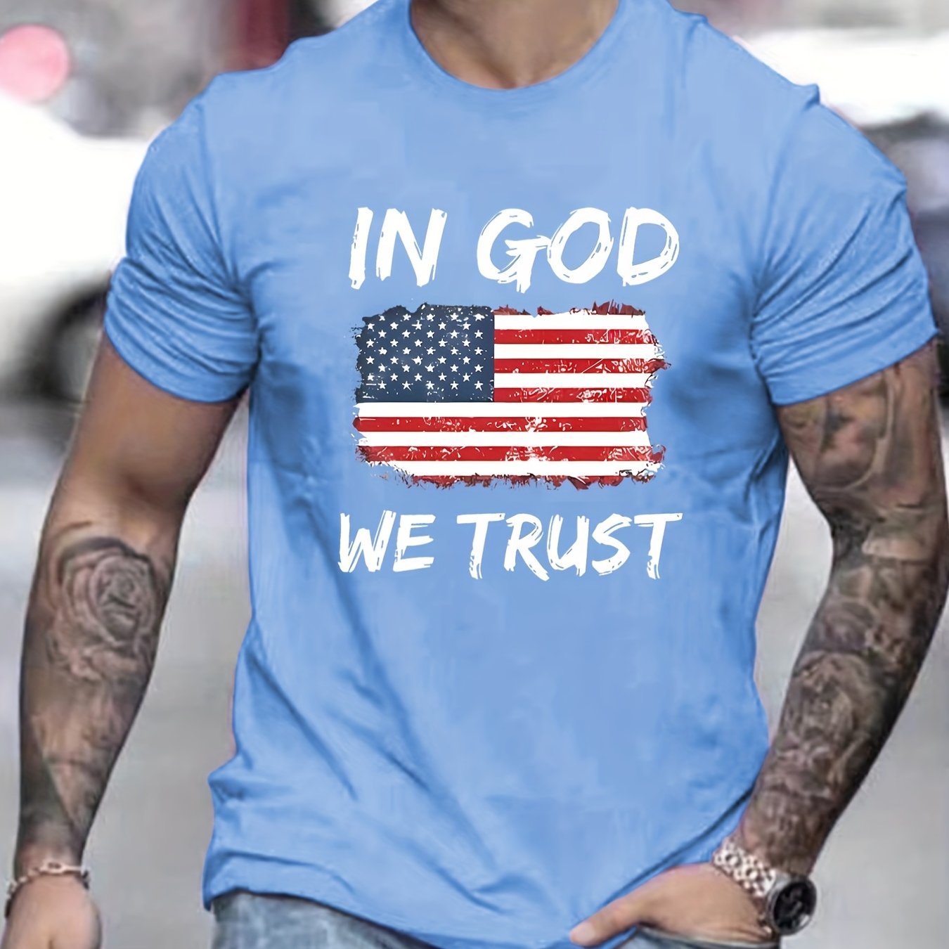 In God We Trust Patriotic American Flag Men's Christian T-shirt claimedbygoddesigns