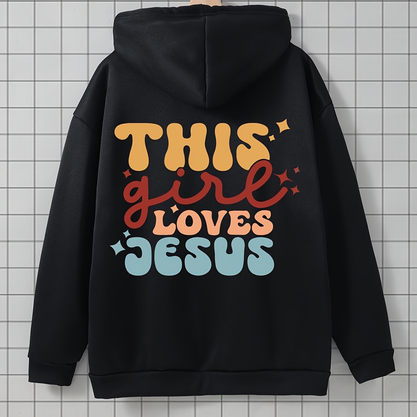 This Girl Loves Jesus Women's Christian Pullover Hooded Sweatshirt claimedbygoddesigns