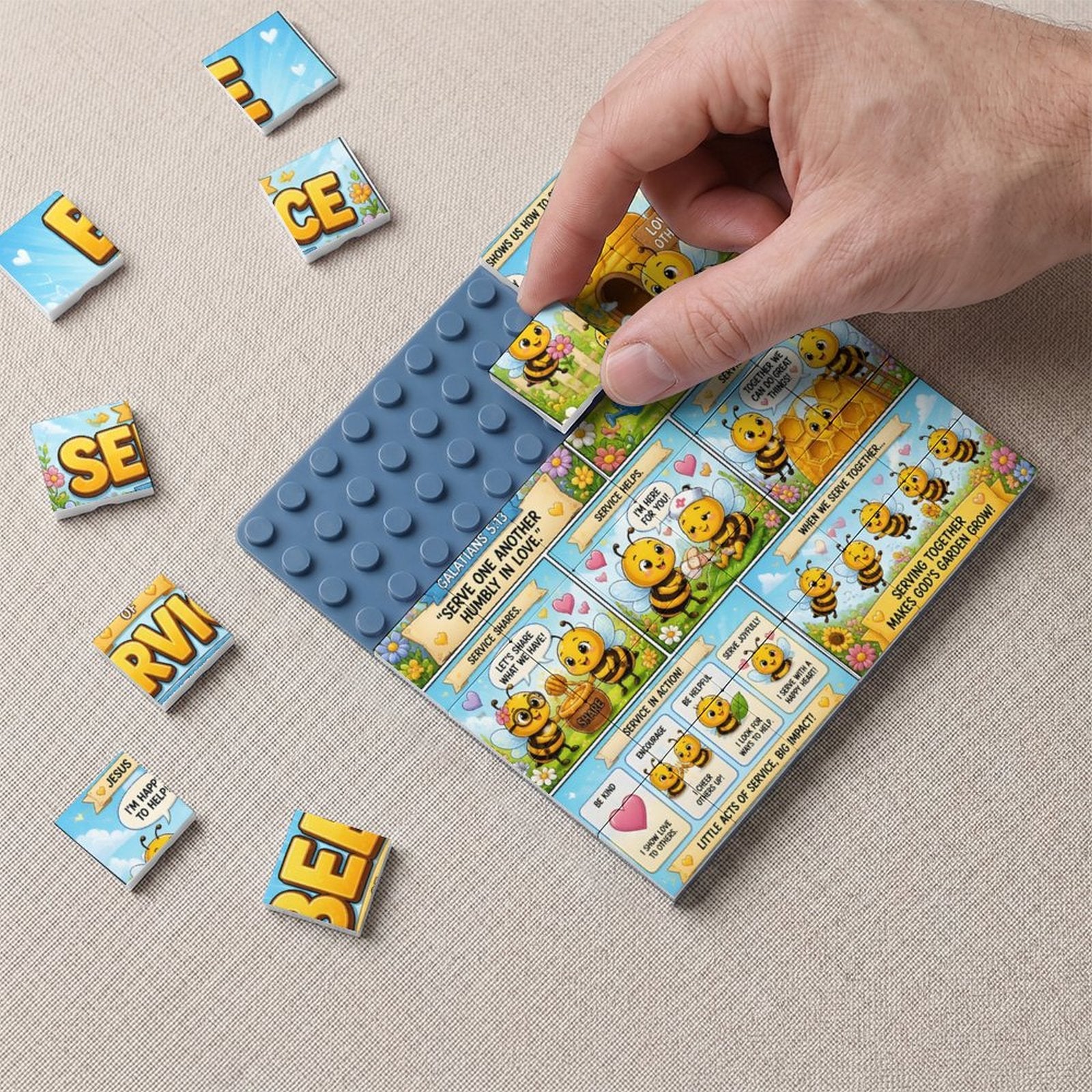 Bee of Service – Building Block Puzzle Ornament - ClaimedbyGodDesigns