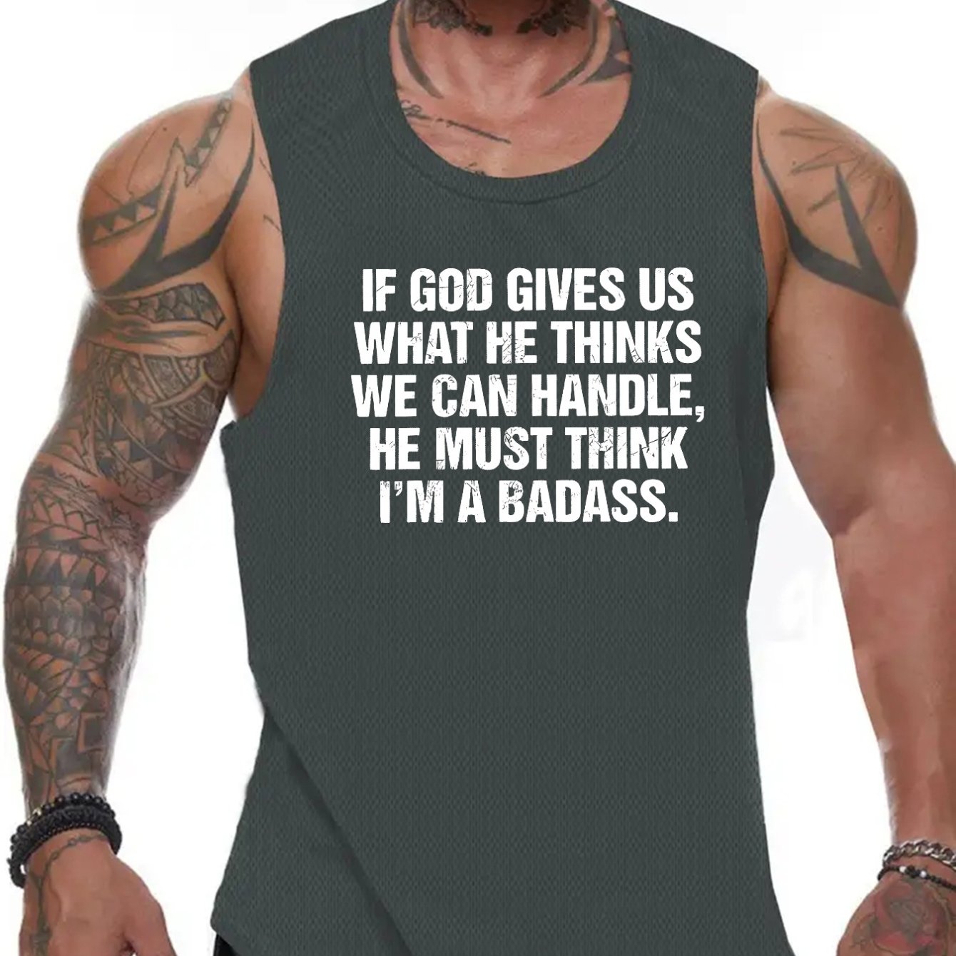 If God Gives Us When He Thinks We Can Handle...I'm A Badass Men's Christian Tank Top claimedbygoddesigns