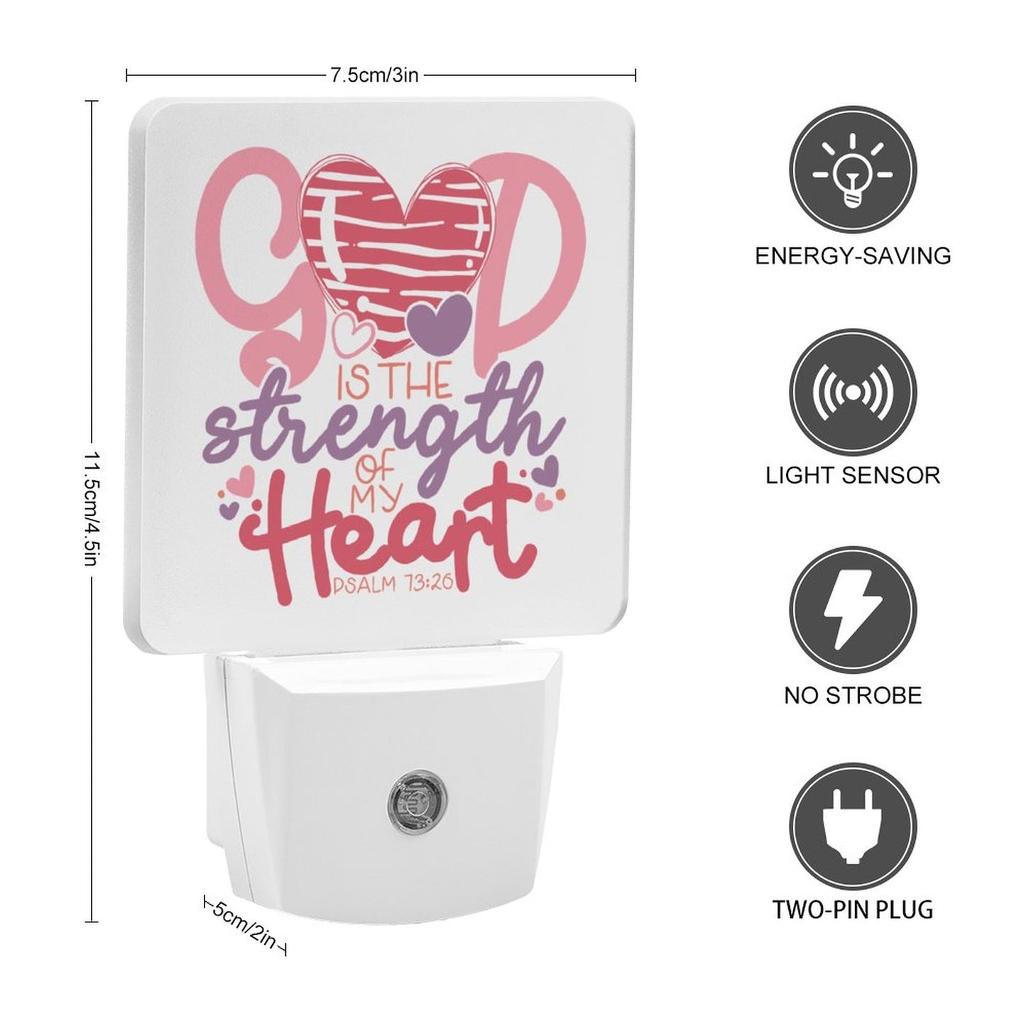 He Is My Strength Christian Night Light For Kids - ClaimedbyGodDesigns