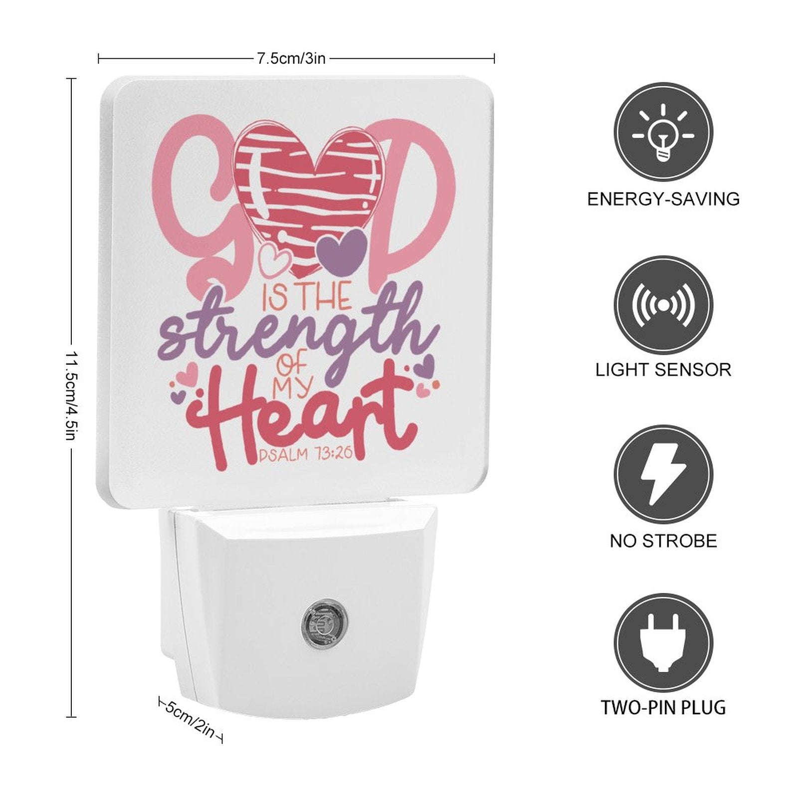 He Is My Strength Christian Night Light For Kids - ClaimedbyGodDesigns