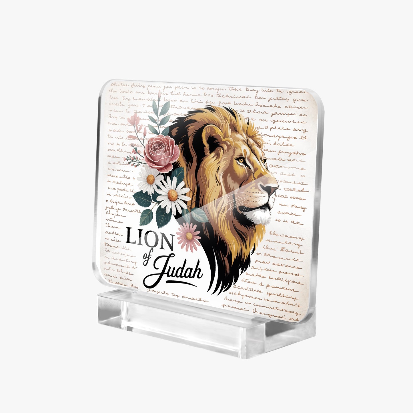 Lion Of Judah Acrylic Plaque with Stand - Rectangle - ClaimedbyGodDesigns