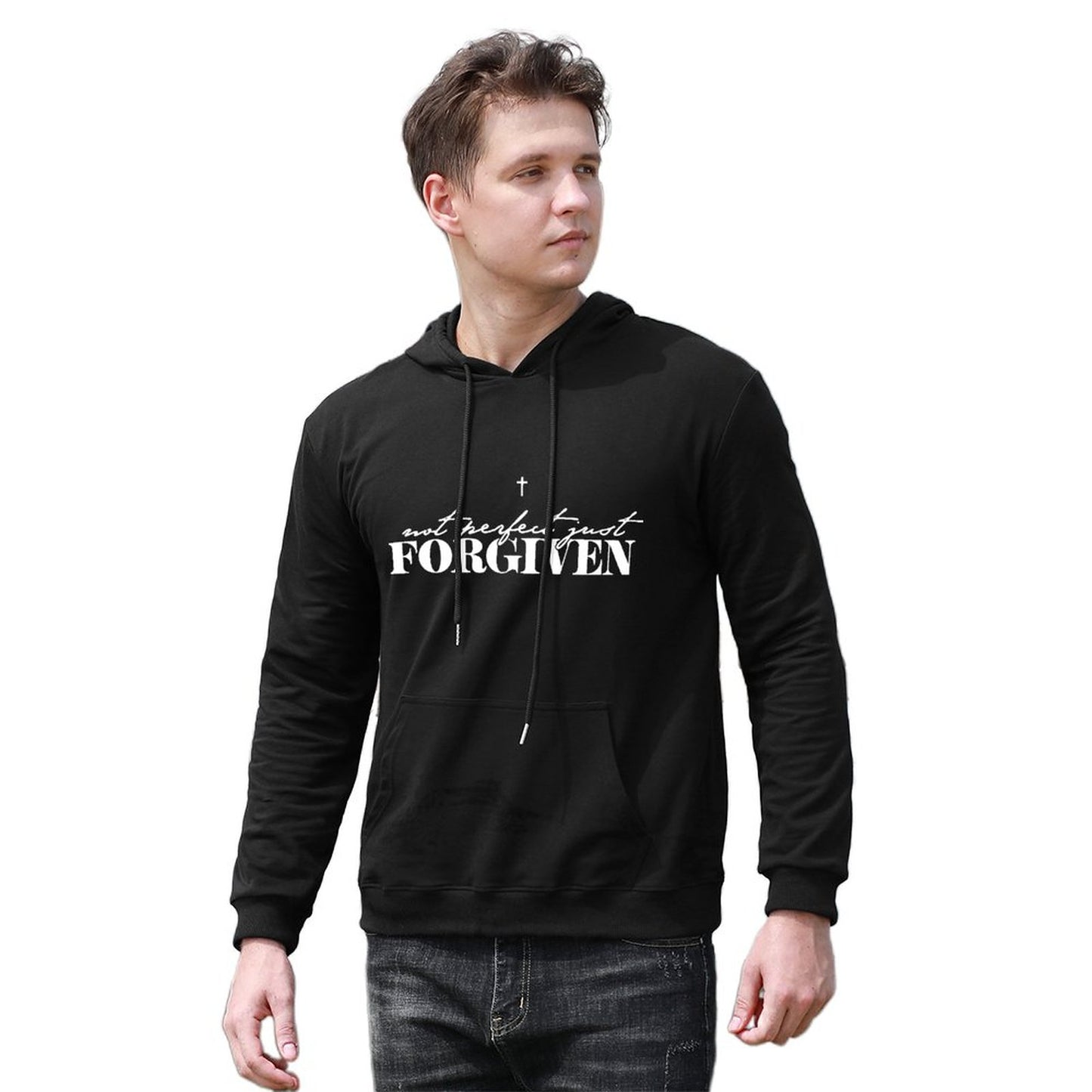 Not Perfect Just Forgiven Men's Christian Pullover Hooded Sweatshirt