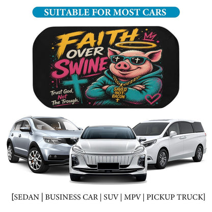 Faith Over Swine Christian Car Sunshade Umbrella - ClaimedbyGodDesigns