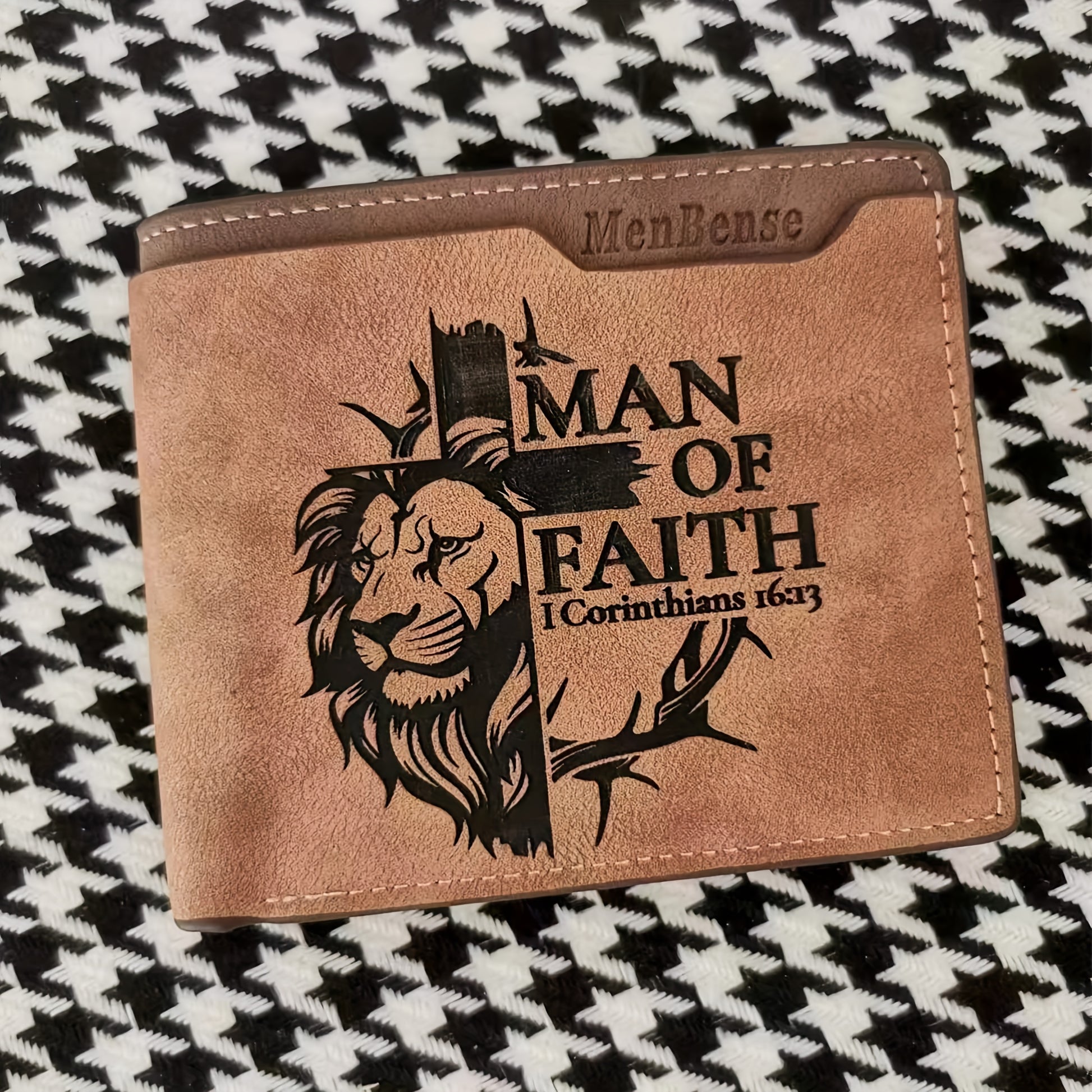 Man Of Faith Men's Lion Pattern Christian Wallet claimedbygoddesigns