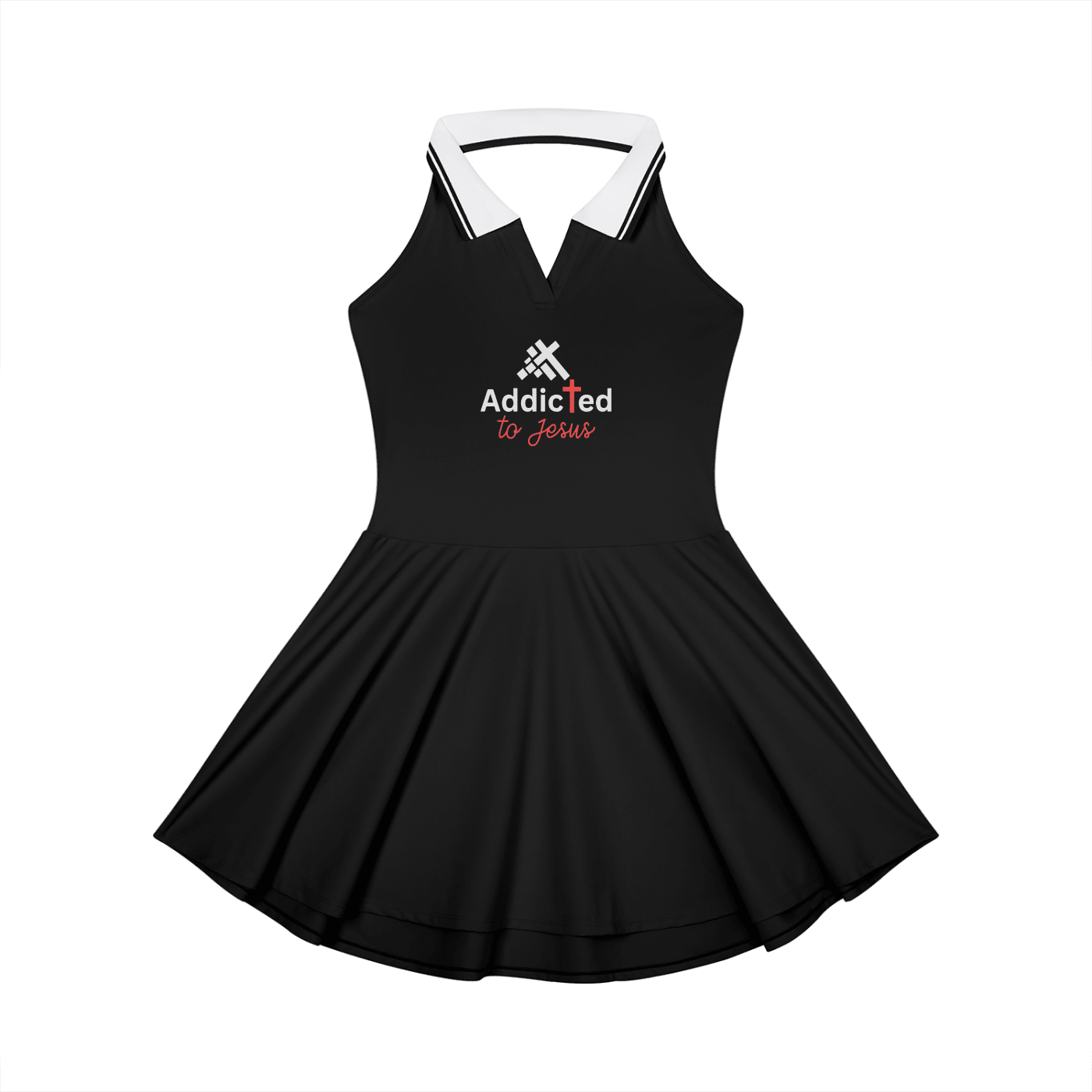 adidas halter dress Addicted To Jesus Women's Christian Collared A‑Line Tennis Dres – ClaimedbyGodDesigns luxire:color:charcoal