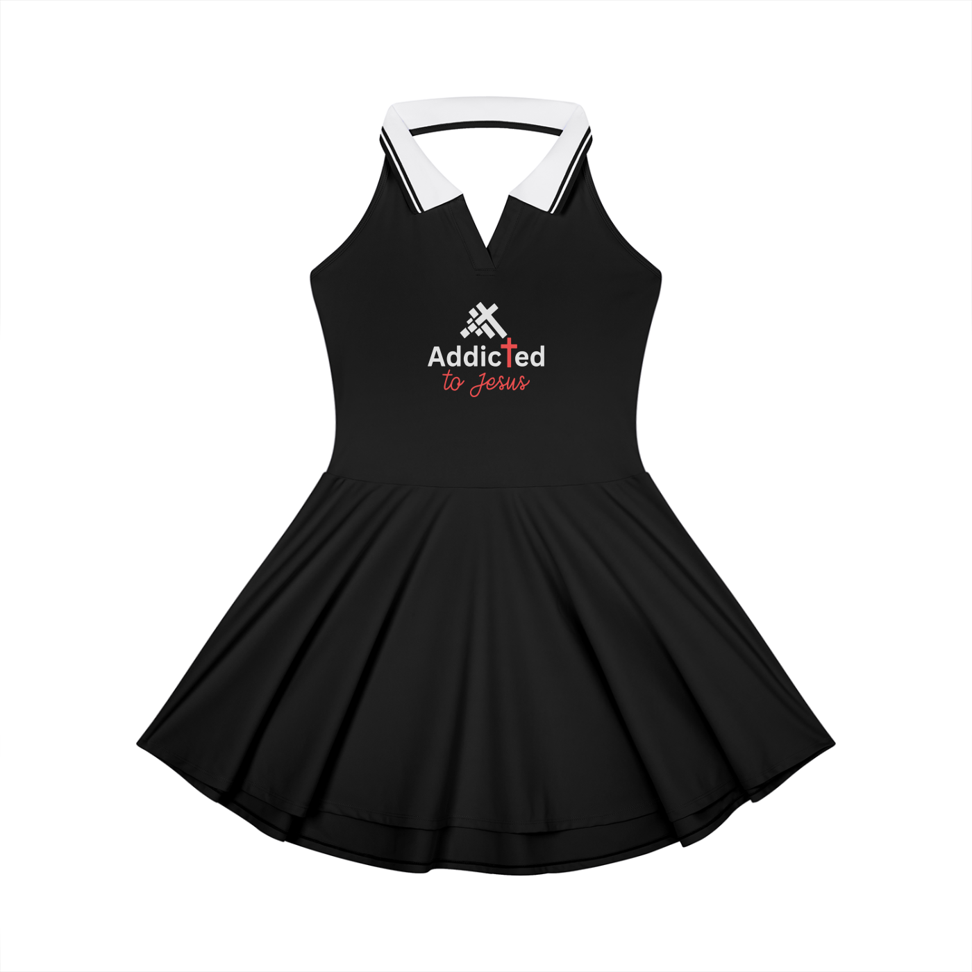 Addicted To Jesus Women’s Christian Collared Halter A‑Line Tennis Dress