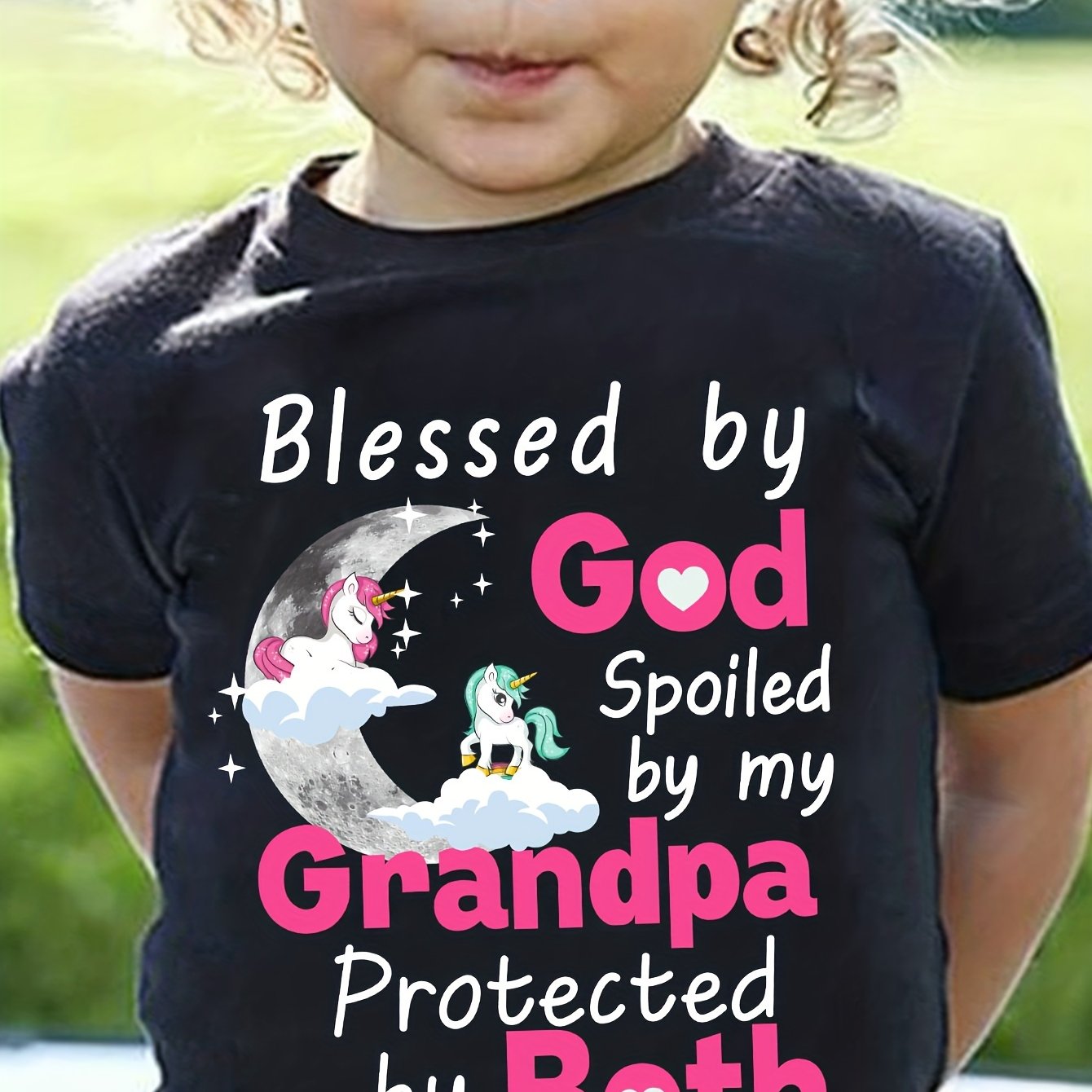 Blessed By God Spoiled By My Grandpa Protected By Both Youth Christian T-shirt claimedbygoddesigns