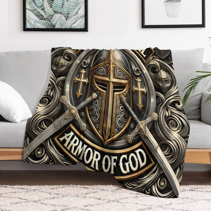 Put On The Full Armor Of God Christian Flannel Throw Blanket